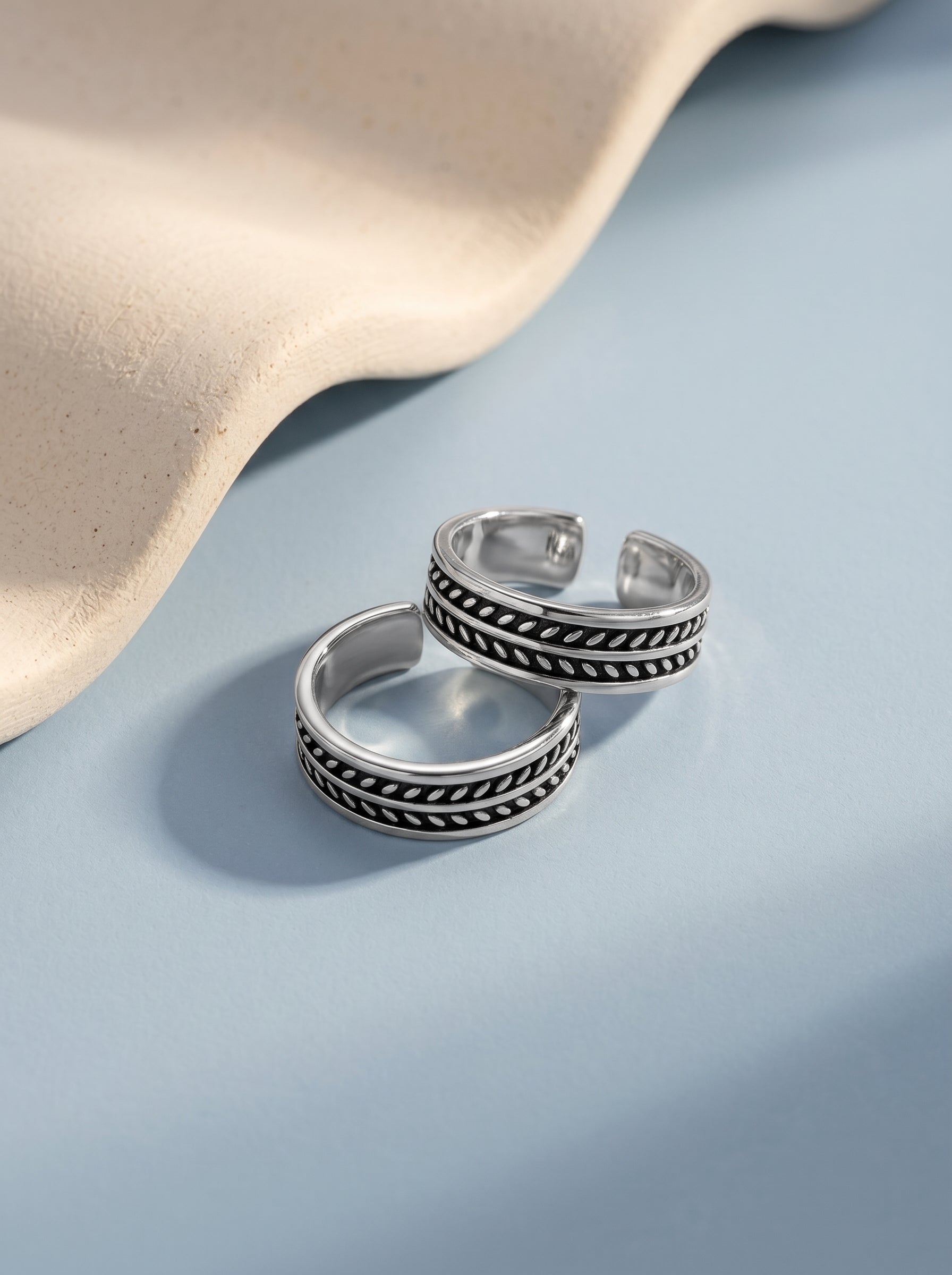 Oxidised Silver Falak Toe Rings