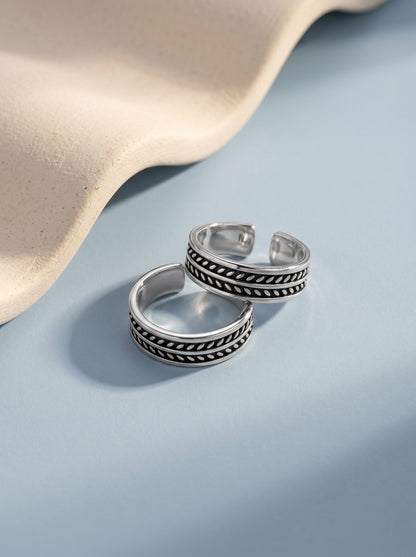 Oxidised Silver Falak Toe Rings