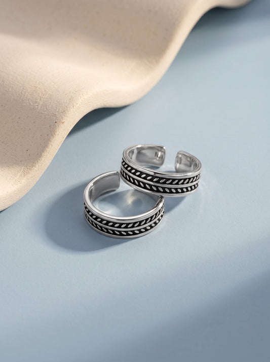 Oxidised Silver Falak Toe Rings