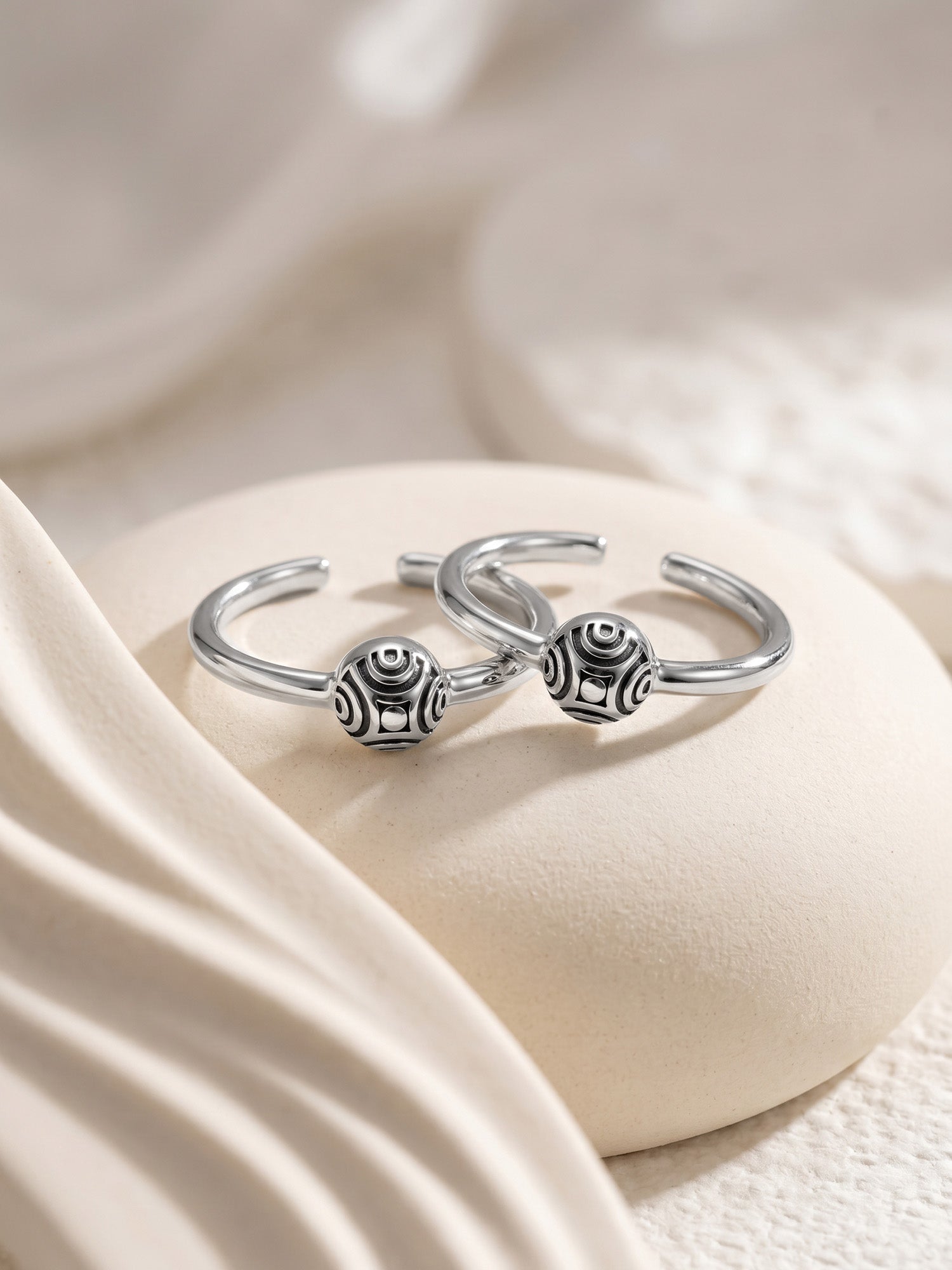 Oxidised Silver Akshara Toe Rings