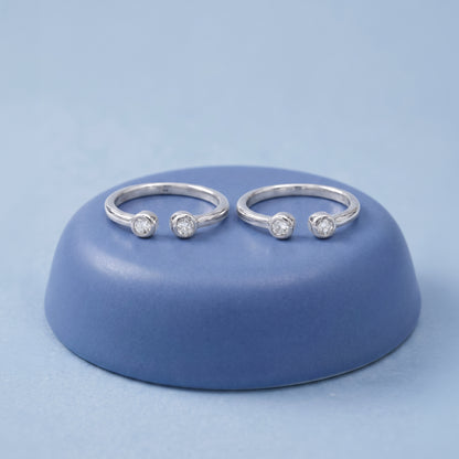 Silver Pebble Muse Toe Rings