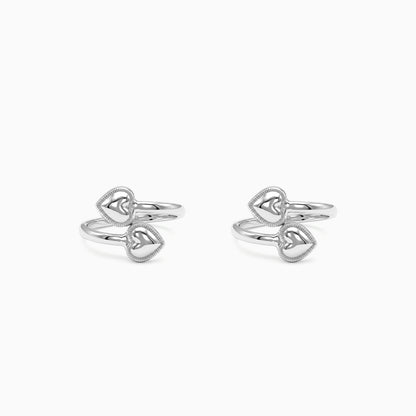 Silver Cordelia Heart Toe Rings