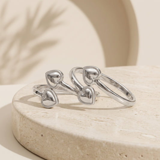 Silver Cordelia Heart Toe Rings