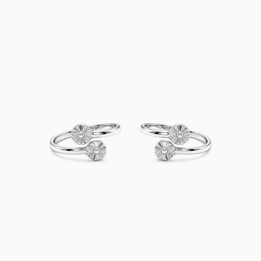 Silver Celandine Botanical Toe Rings