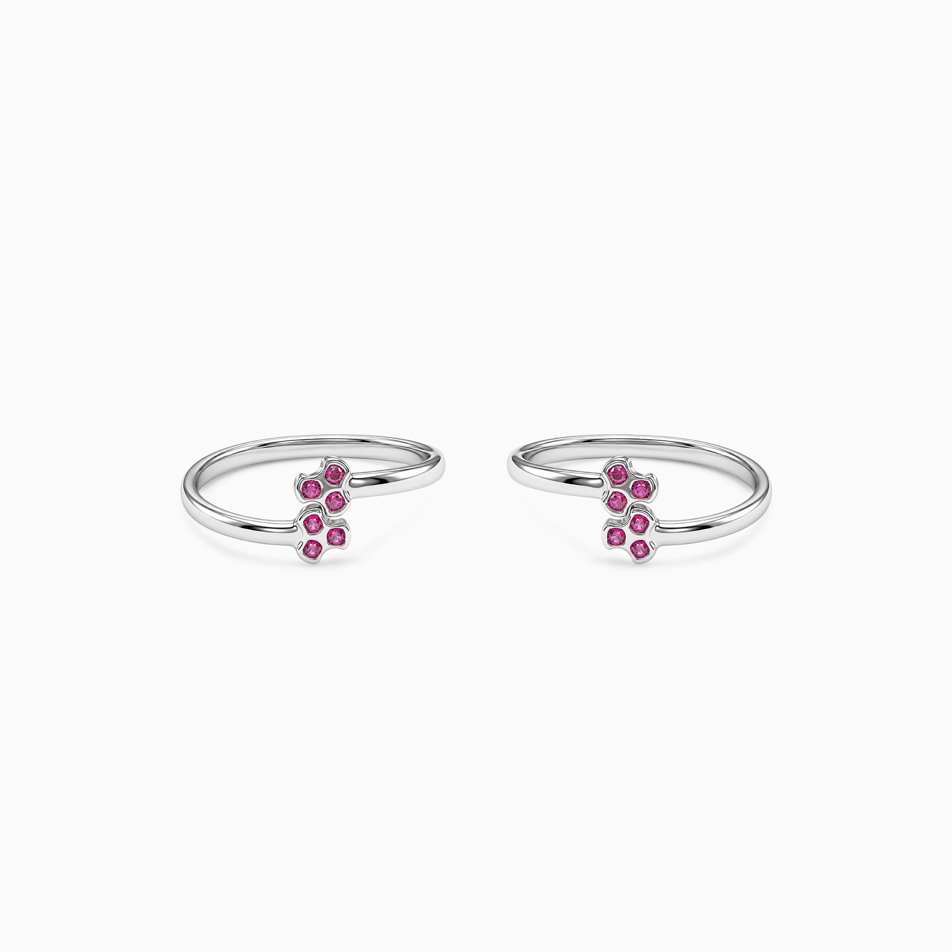 Silver Lilas Cluster Toe Rings