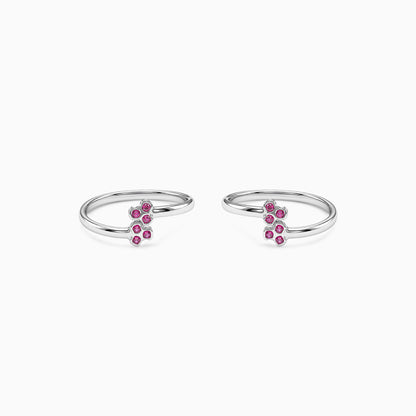 Silver Lilas Cluster Toe Rings