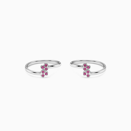 Silver Lilas Cluster Toe Rings