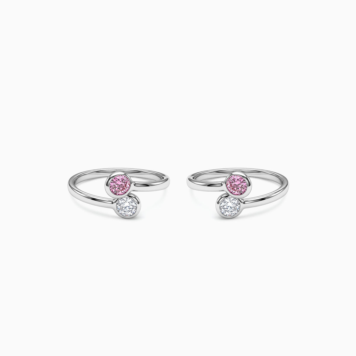 Silver Fiorella Two Stone Toe Rings
