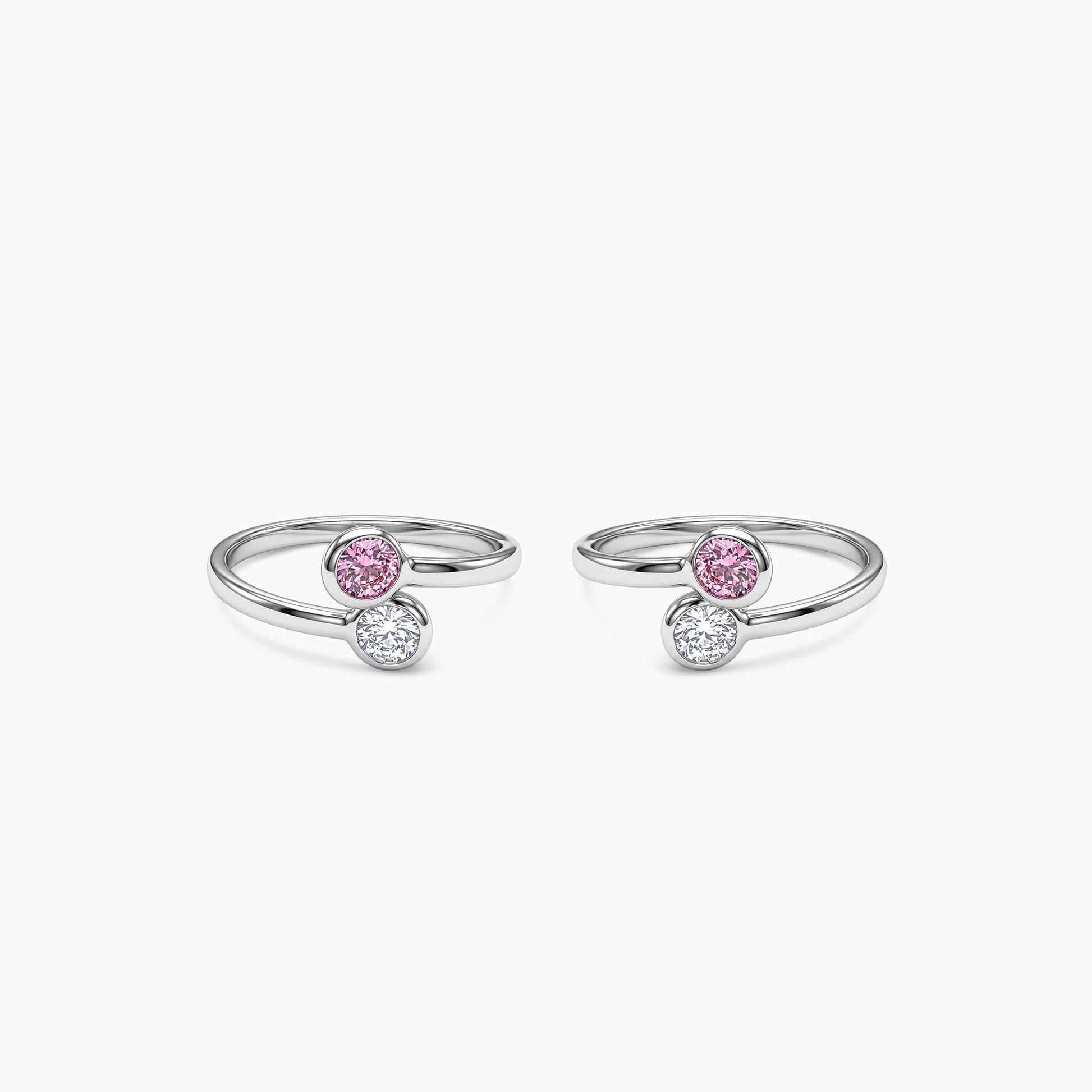Silver Fiorella Two Stone Toe Rings