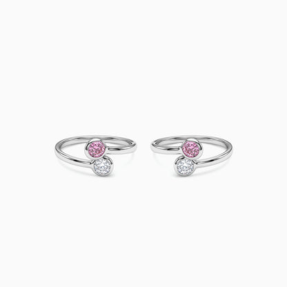 Silver Fiorella Two Stone Toe Rings