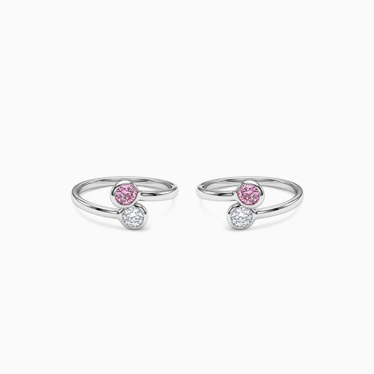 Silver Fiorella Two Stone Toe Rings