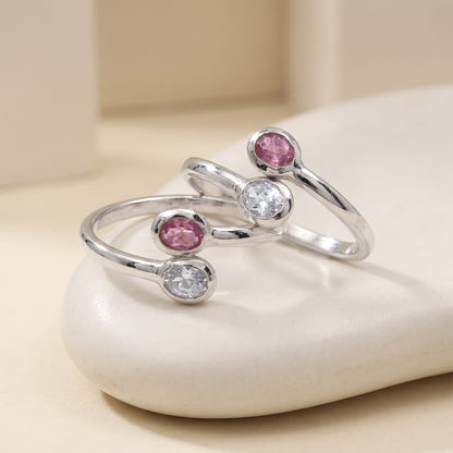 Silver Fiorella Two Stone Toe Rings