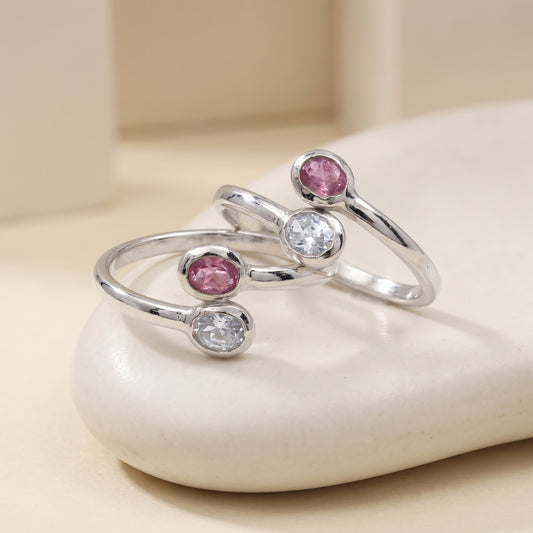Silver Fiorella Two Stone Toe Rings