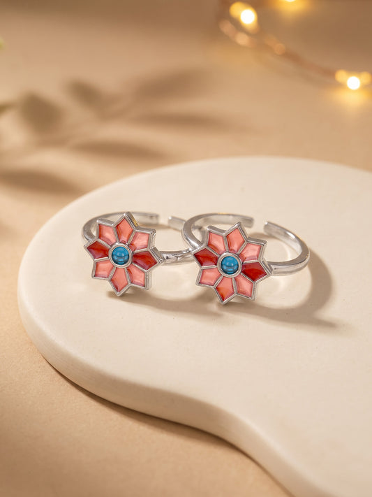 Silver Rangoli Magic Toe Rings