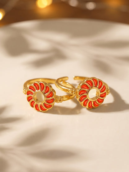 Golden Kesari Jalebi Toe Rings