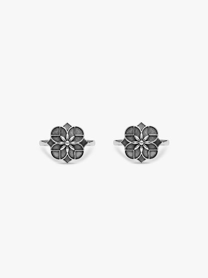 Oxidised Silver Phoolwari Toe Rings
