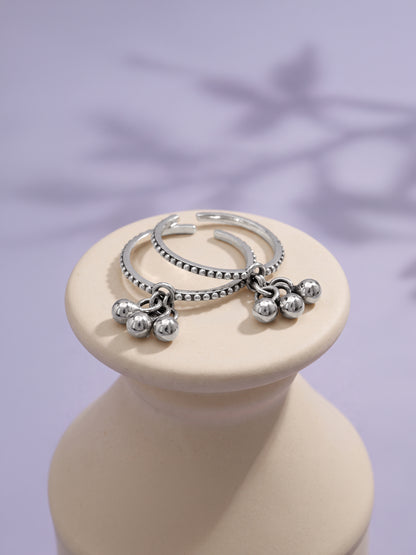 Oxidised Silver Nandini Toe Rings
