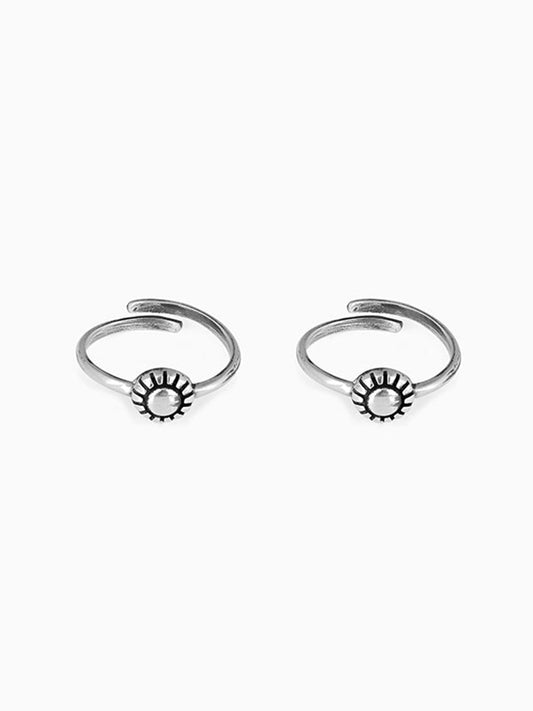 Oxidised Silver Pretty Floral Toe Rings