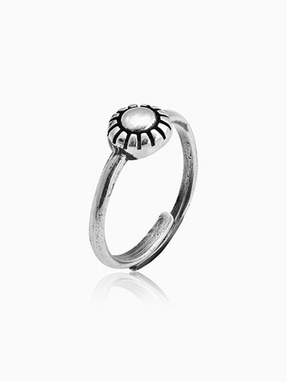 Oxidised Silver Pretty Floral Toe Rings