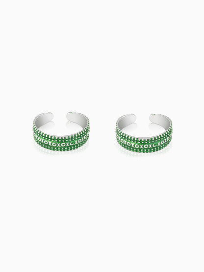 Oxidised Silver Green Glory Toe Rings