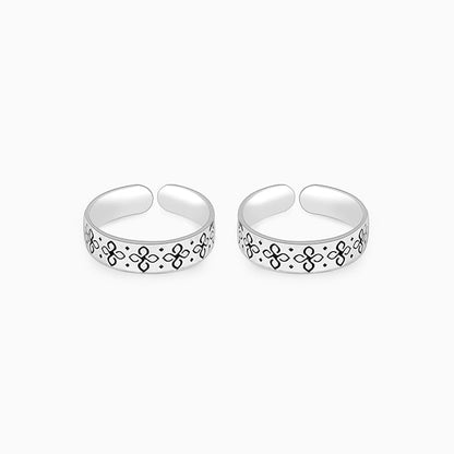 Silver Floral Fancy Toe Rings