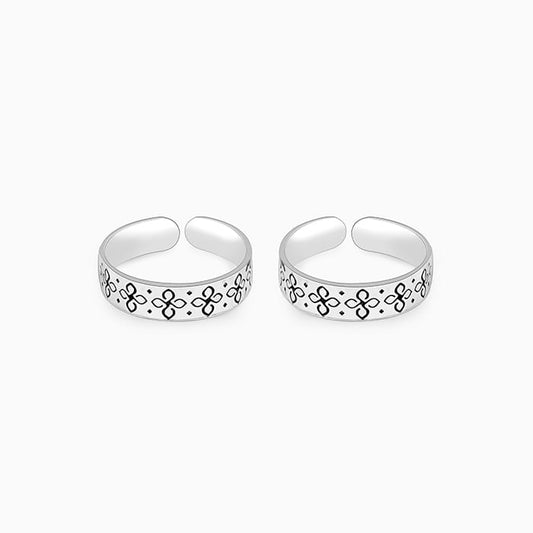Silver Floral Fancy Toe Rings