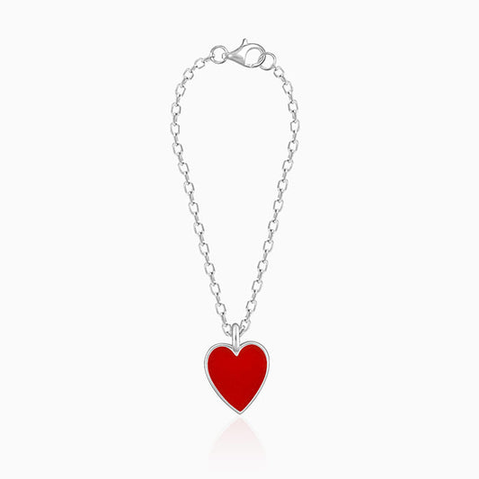 Silver Red Heart Watch Charm