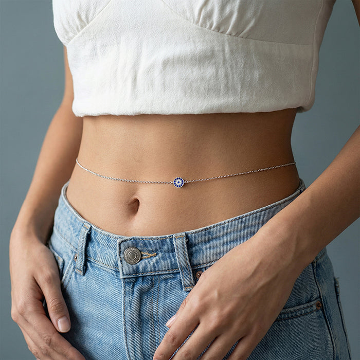 Silver Nazar Waist Chain – GIVA