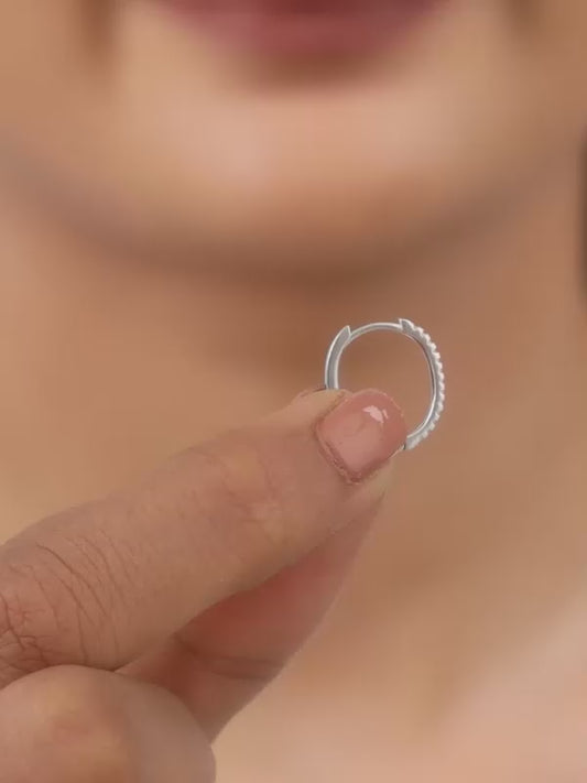 Silver Zircon Twinkling Hoop Earrings