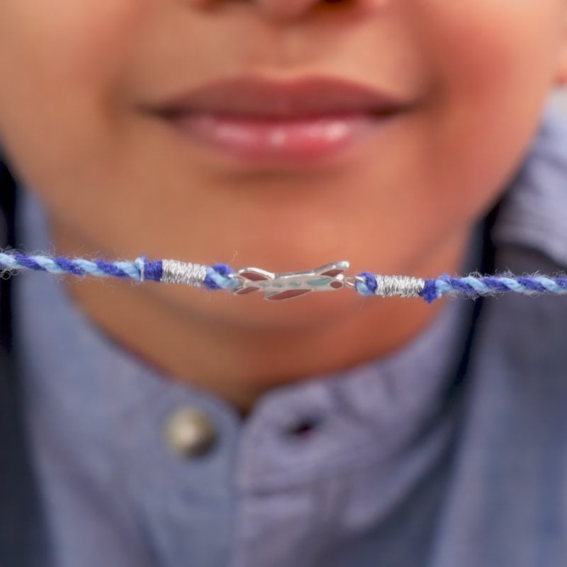 Silver Plane Kids Rakhi