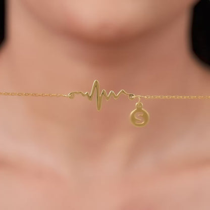 Golden Personalised Lifeline Initial Necklace
