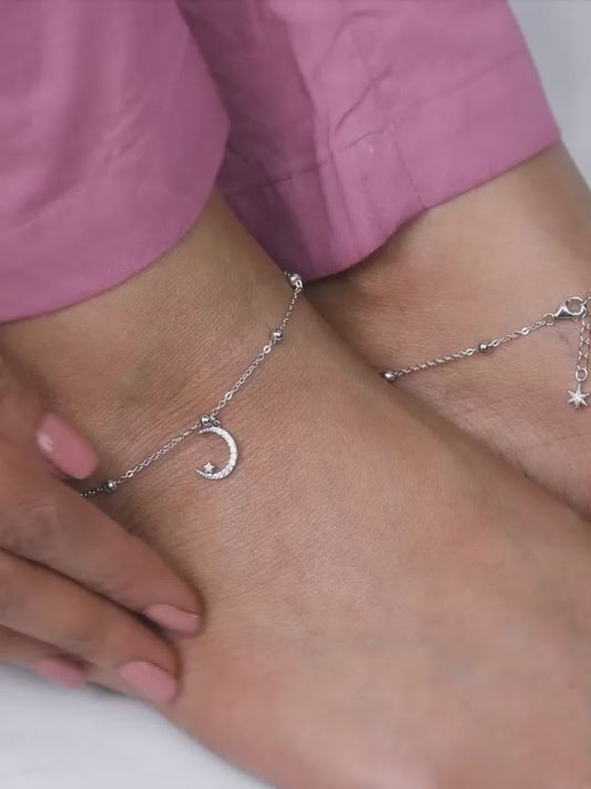 Silver Celestial Loop Anklet