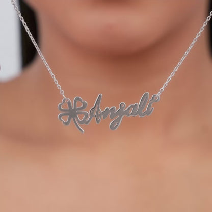 Silver Personalised Serendipity Clover Necklace