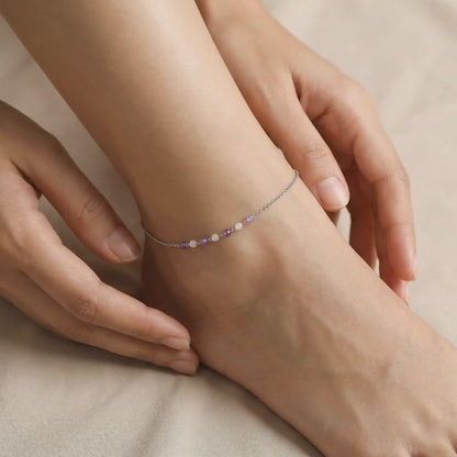Silver Violet Tide Anklet