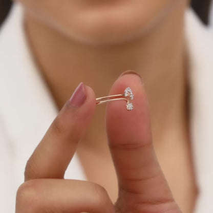 Rose Gold Sun Dangler Diamond Ring