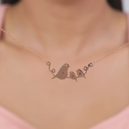 Rose Gold Personalised Birdie Initial Necklace