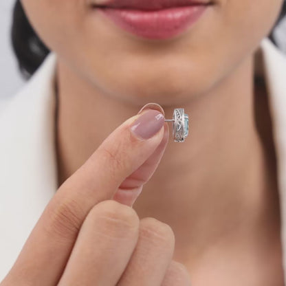 Silver Blue Topaz Studs