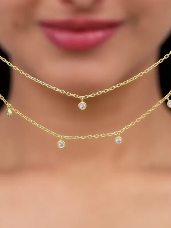 Golden Dual Layer Zircon Necklace