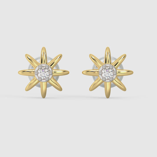 Gold Sunbeam Diamond Earrings
