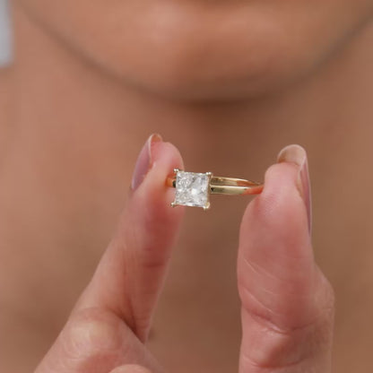 Gold Princess Cut Solitaire Lab Grown Diamond Ring