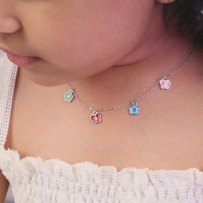 Silver Colourful Flutter Kids Necklace