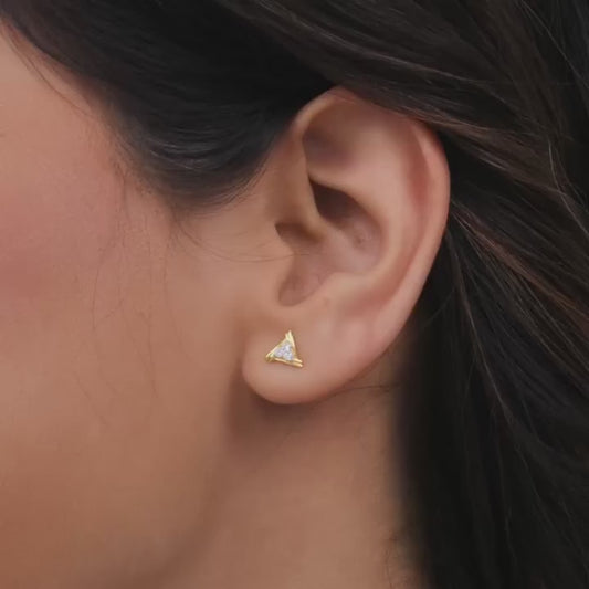 Anushka Sharma Gold Geometric Trio Diamond Earrings