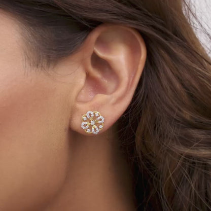 Gold Mesmerising Flower Diamond Earrings