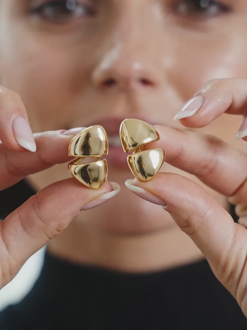 IXIA by GIVA Bold Fold Dome Gold Plated Cuff Earrings