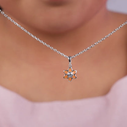 Silver Flourishing Kids Pendant with Link Chain