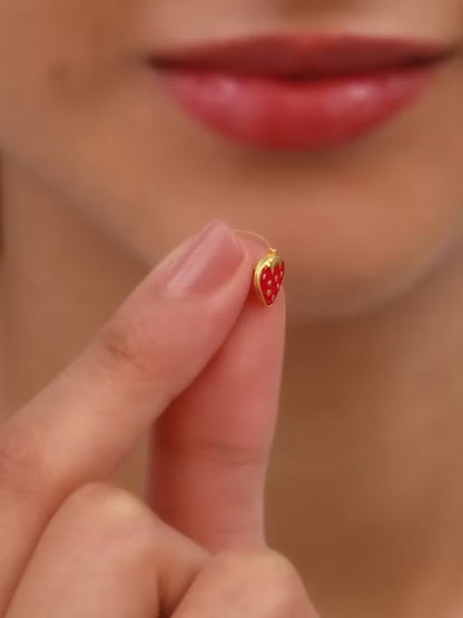 Golden Cute Strawberry Kids Earrings (4-12 yrs)