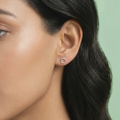 Silver Orbit Stud Earrings