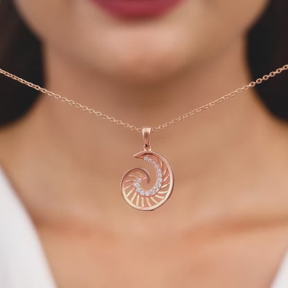 Rose Gold Volute Pendant With Link Chain