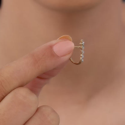 Gold Leafy Brilliance J Studs Lab Grown Diamond Earrings