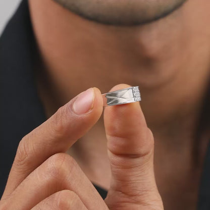Silver Geometric Glimmer Ring For Him